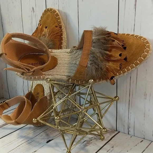 Camila's Feather Boho Chic Espadrilles Women's 7.5/8 - Picture 3 of 16